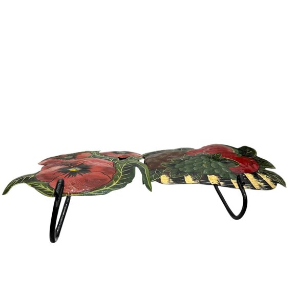 Vintage Metal Wall Hooks With Floral & Fruit Designs - Set Of 2 - Picture 5 of 11